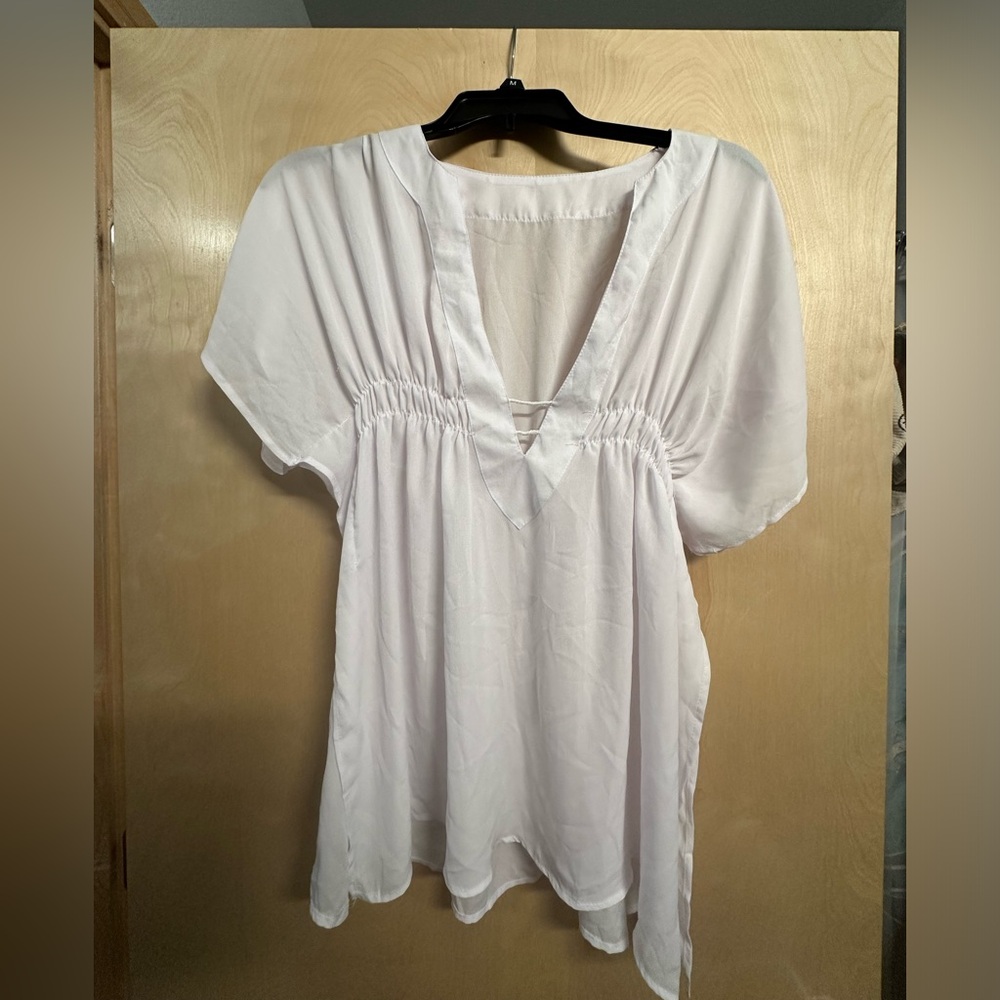 Flowy white beach coverup